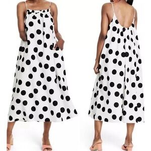 Tabitha Brown Target Polka Dot Summer Dress 100% Cotton Black White Size XS
